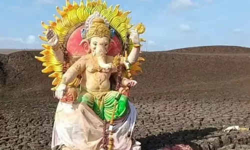 Anantapur: Water Shortage Leaves Ganesha Idols in Dry Tanks, Riverbeds Anantapur: Water Shortage Leaves Ganesha Idols in Dry Tanks, Riverbeds
