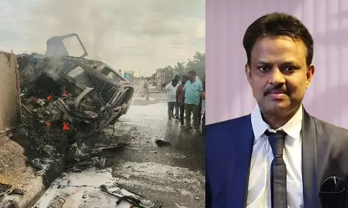 Khammam Doctor Charred To Death After Car Hits Divider