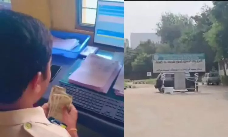 Bandlaguda RTO: Officials Order Inquiry Into Constable Counting Cash Bandlaguda RTO: Officials Order Inquiry Into Constable Counting Cash