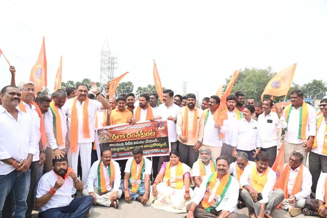 BJP Stages Dharna For SRSP Water Release BJP Stages Dharna For SRSP Water Release