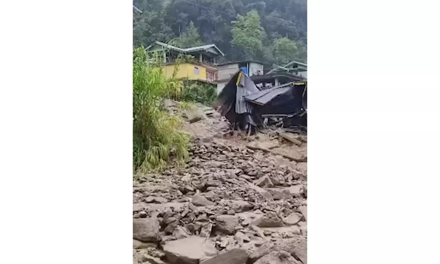 Major Landslide Damages 32 Houses In Sikkims Rimbi Village After Heavy Rainfall Major Landslide Damages 32 Houses In Sikkims Rimbi Village After Heavy Rainfall