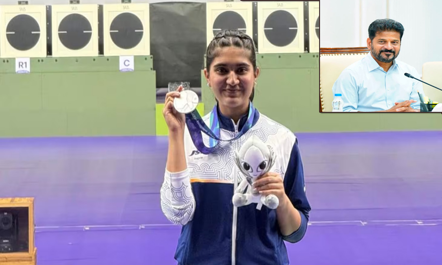 Revanth Congratulates Shooter Esha Singh on Asian Games Silver
