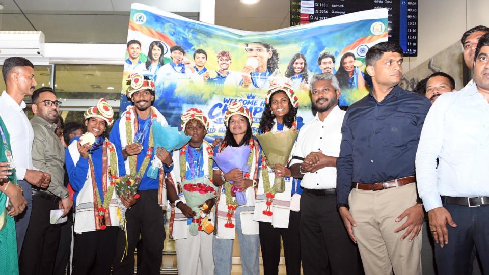 Tamil Nadu Asian Games Medallists Receive Hero’s Welcome in Chennai