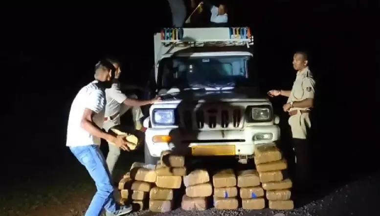 214 kg ganja seized from secret chamber of pickup van in Odisha’s Koraput 214 kg ganja seized from secret chamber of pickup van in Odisha’s Koraput