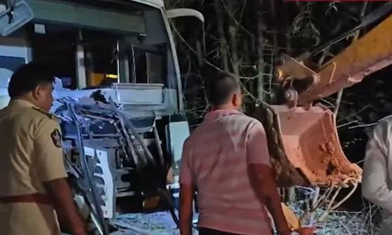 Two Dead After RTC Bus, Bolero Collide in Nallamala Forest