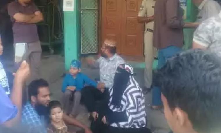 Woman Protests Outside Husband’s Home With Four Children in Siddipet