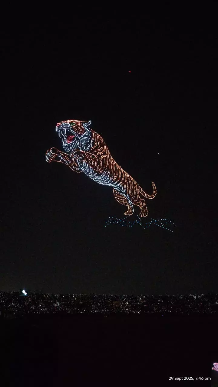 CESC To Attempt Aerial Formation Of Peacock Using 3,500 Led Drones At Mysuru CESC To Attempt Aerial Formation Of Peacock Using 3,500 Led Drones At Mysuru