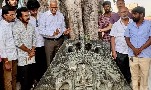Rare Rashtrakuta Sculpture Found In Medak Rare Rashtrakuta Sculpture Found In Medak
