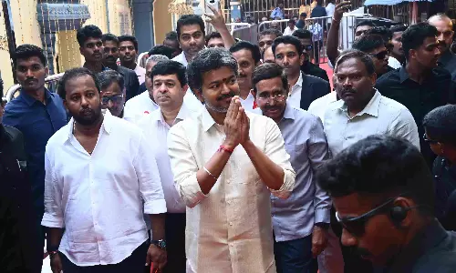 Vijay Offers Prayers at Kanaka Durga Temple, to Meet AP CM Naidu Vijay Offers Prayers at Kanaka Durga Temple, to Meet AP CM Naidu