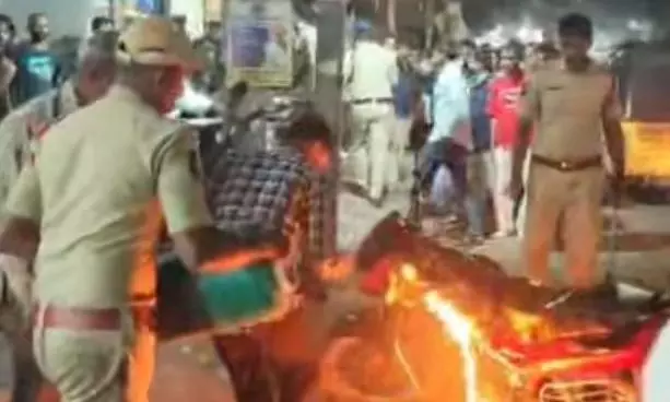 Motorist Sets Bike Ablaze During Police Checks Motorist Sets Bike Ablaze During Police Checks