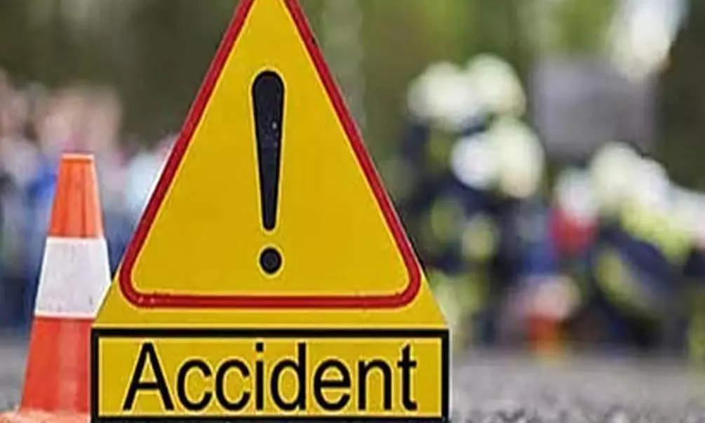 Two Killed as Speeding Car Rams Lorry in Huzurabad Two Killed as Speeding Car Rams Lorry in Huzurabad