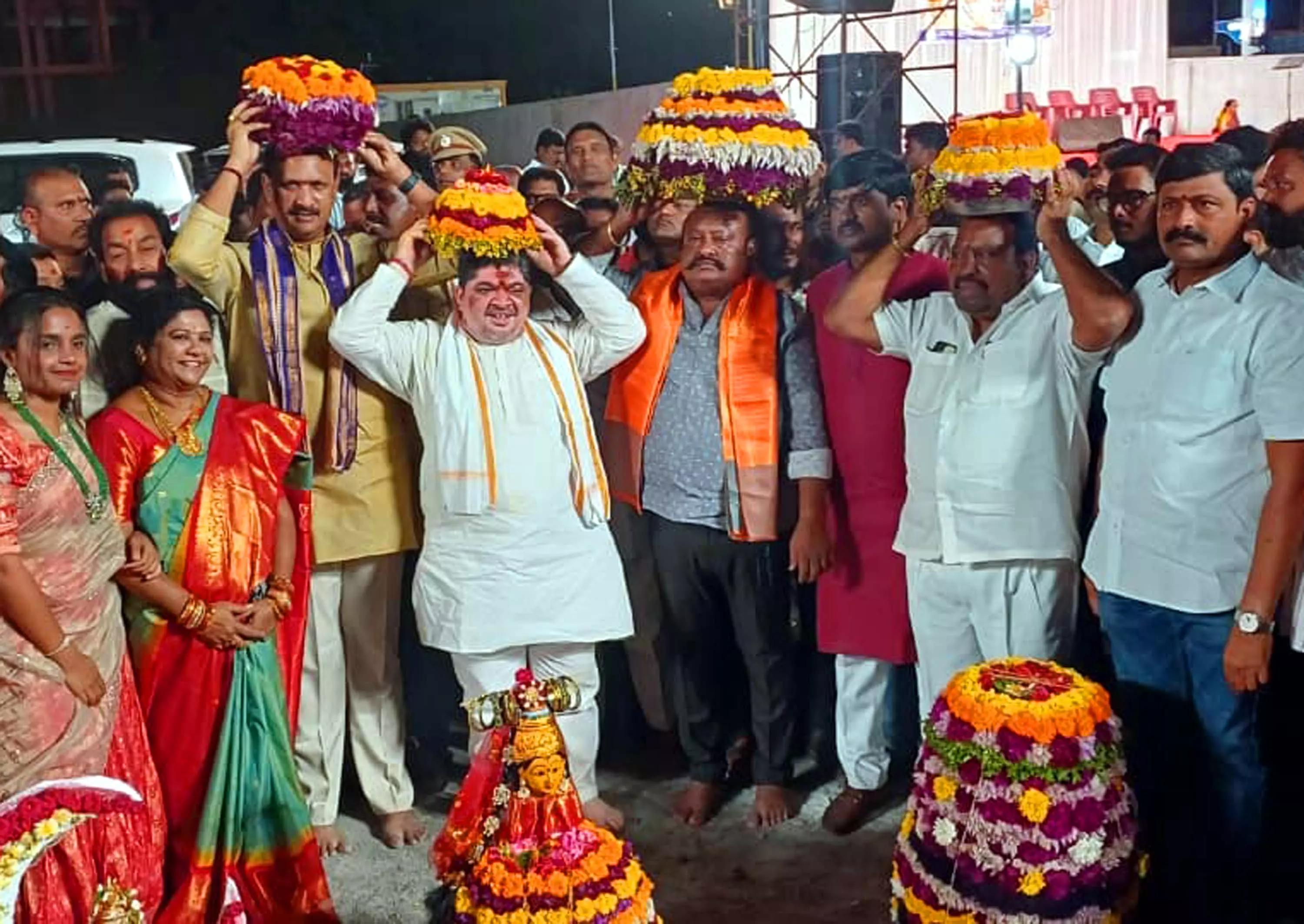 Saddula Bathukamma Celebrated On Grand Scale In Karimnagar Saddula Bathukamma Celebrated On Grand Scale In Karimnagar