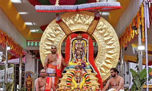 Malayappa Swamy Rides Surya, Chandra Prabha Vahanams