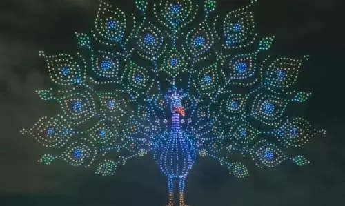 Mysuru’s Aerial Peacock Formation Using Drones Enters Guinness World Records