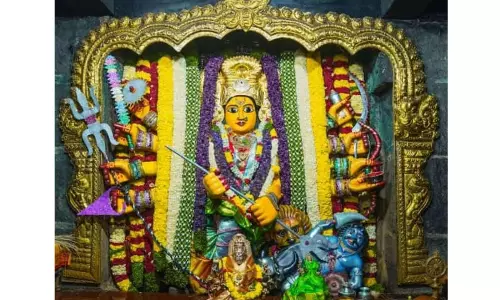 Goddess Bhadrakali Adorned As Mahishasuramardini