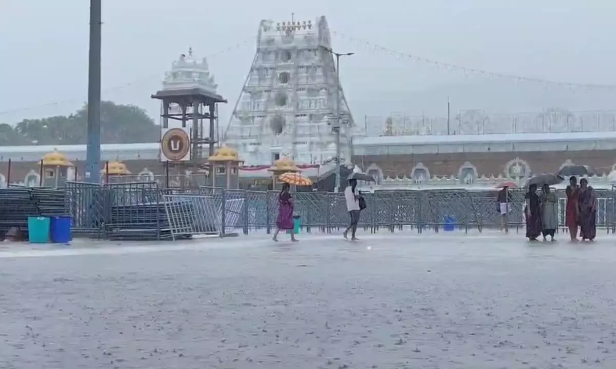 Rain Revives Waterfalls On Tirumala, Temperature Drops Rain Revives Waterfalls On Tirumala, Temperature Drops