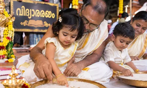 Thousands of Toddlers Take First Steps into Learning on Vijayadasami in Keralam