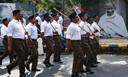 RSS Holds Route March Amid Tight Security in Many Parts Of Karnataka