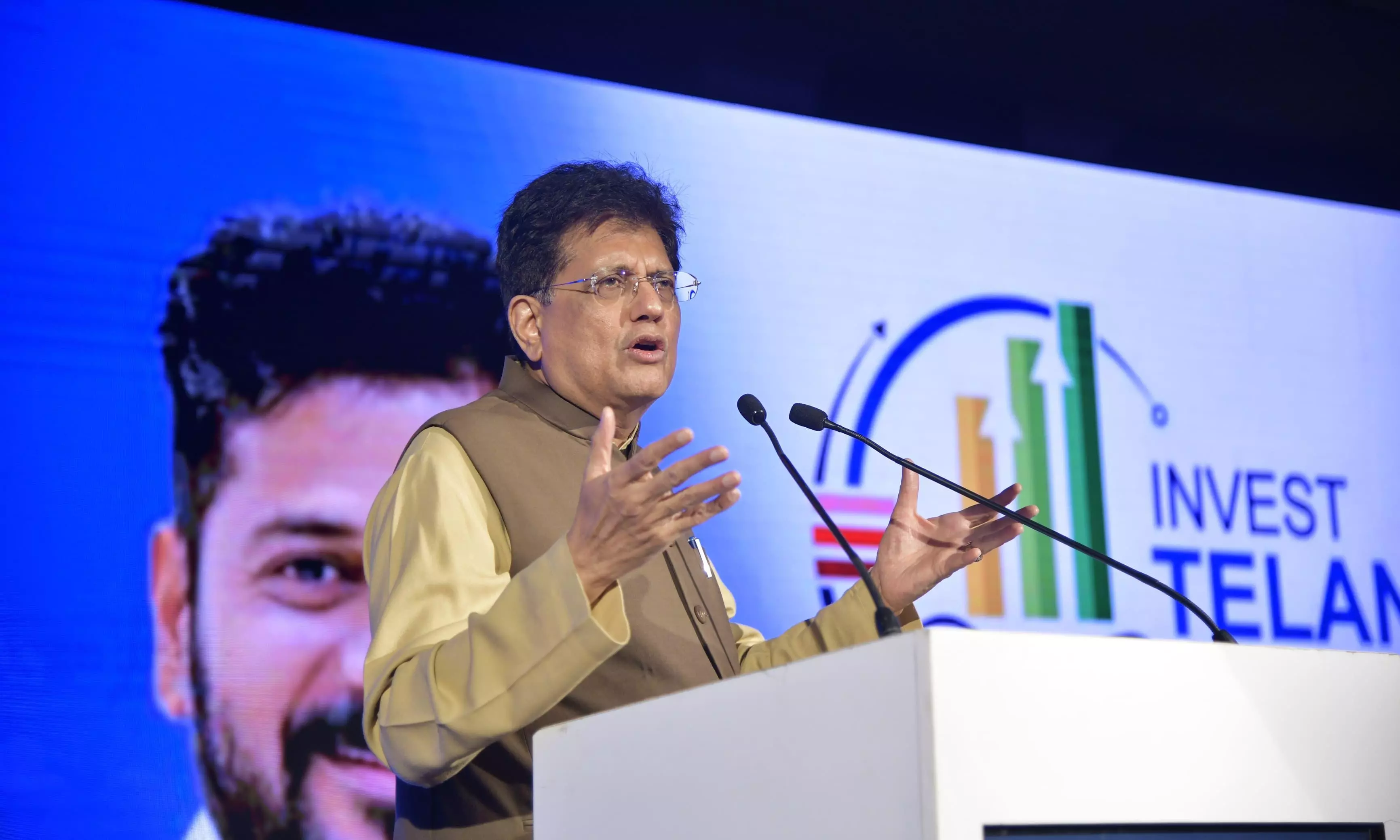 Piyush Goyal Praises CM Revanth for Telangana Rising 2047 Vision Goals Piyush Goyal Praises CM Revanth for Telangana Rising 2047 Vision Goals