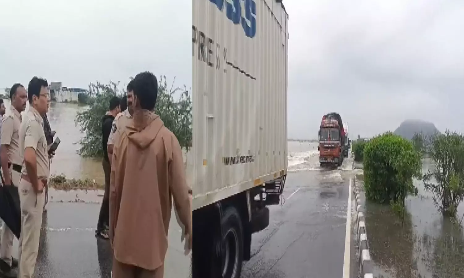 Floodwater Inundates NH-16 At Ichchapuram, Highway Traffic Suspended Floodwater Inundates NH-16 At Ichchapuram, Highway Traffic Suspended