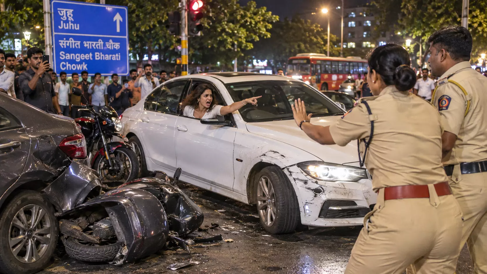 Woman Rams Multiple Vehicles, Tries to Run Over Cops in Mumbai; Booked Woman Rams Multiple Vehicles, Tries to Run Over Cops in Mumbai; Booked