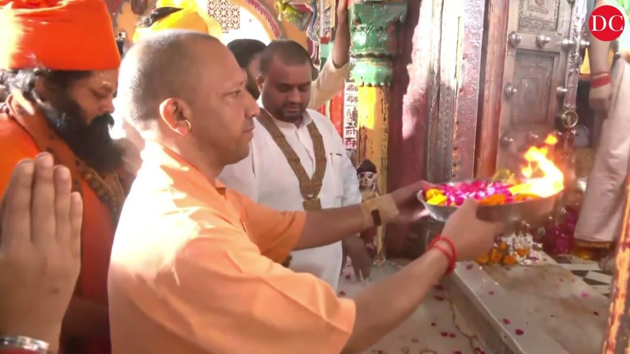UP CM Yogi Adityanath offers prayers at Hanuman Garhi temple in Ayodhya