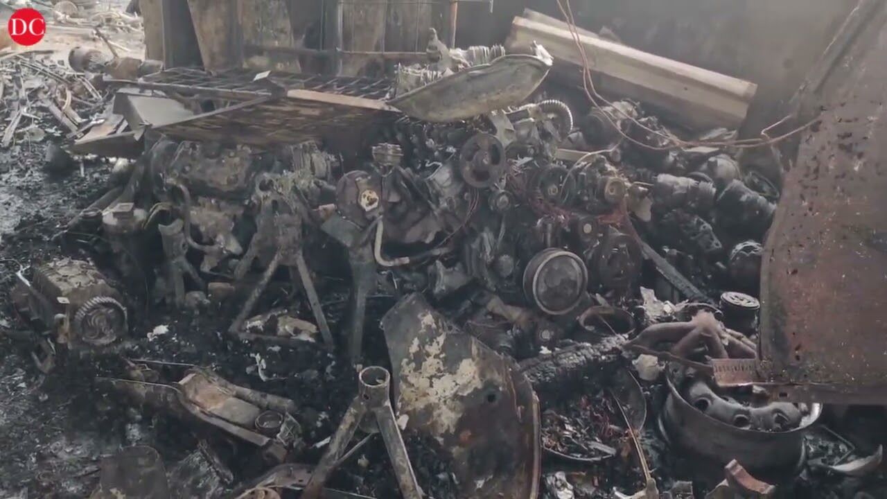 Fire at a car scrapyard in Villupuram, Tamil Nadu